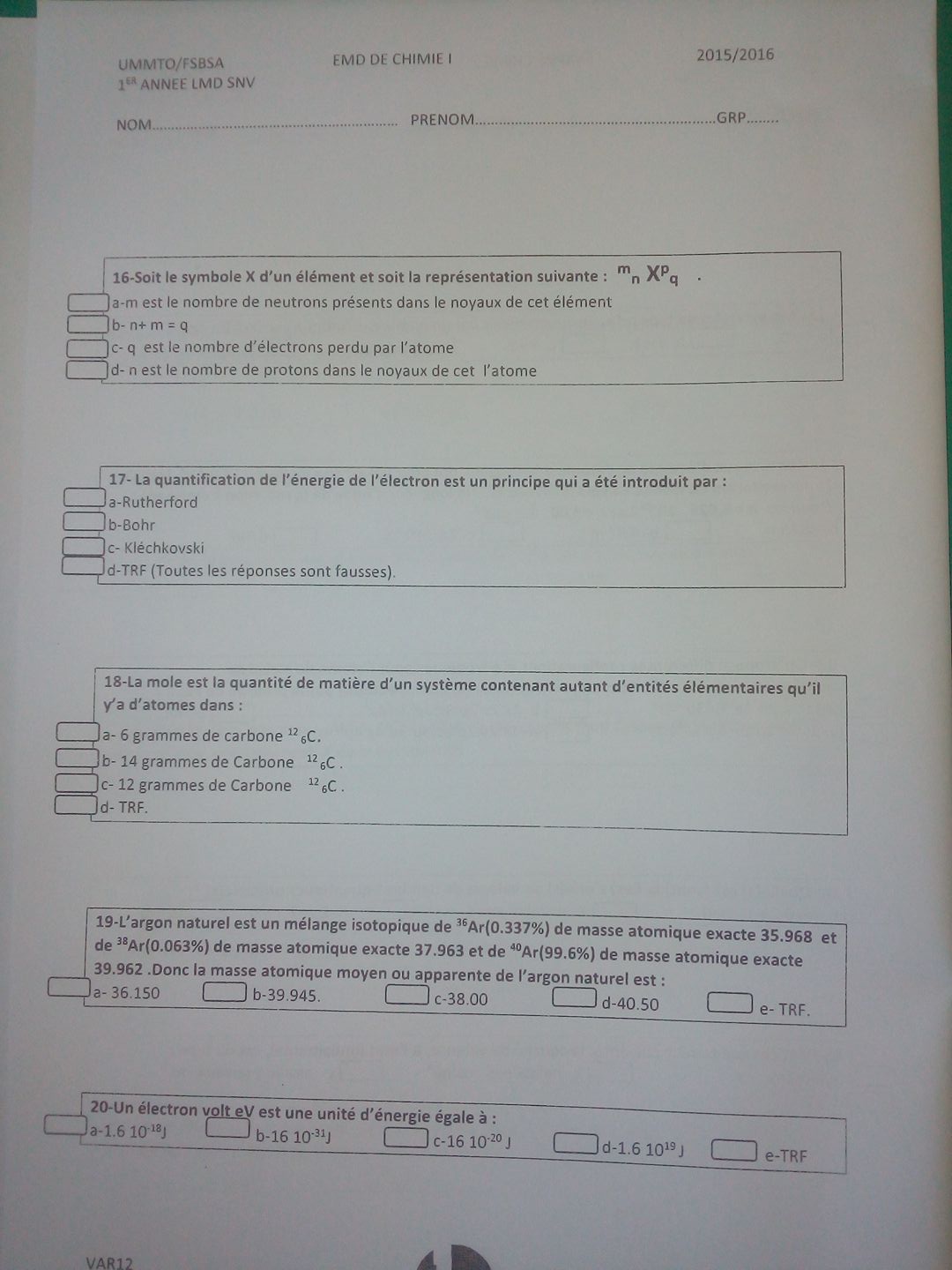 espace-etudiant - L1 SNV exam chimie.jpg