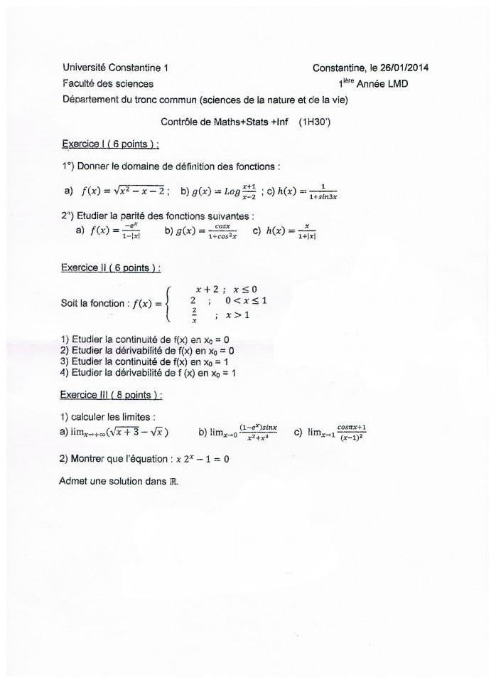 controle de math 2014 univ mentouri constantine